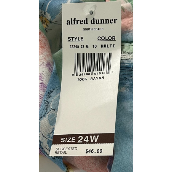 Alfred Dunner Top Women 24W Blue Purple Floral Button Up Short Sleeve Beachy NWT - Picture 8 of 9